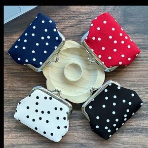 Polka Dot Coin Purse Set - Red, Blue, Black, White